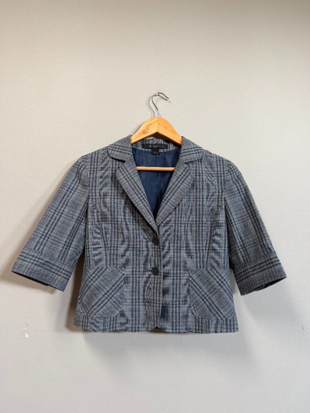 Express Design Studio Plaid Cropped Blazer Size 8 Y2K